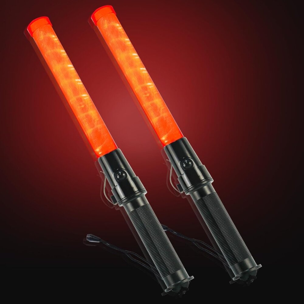 2 LED Traffic Safety Wands 16" with Glow Modes